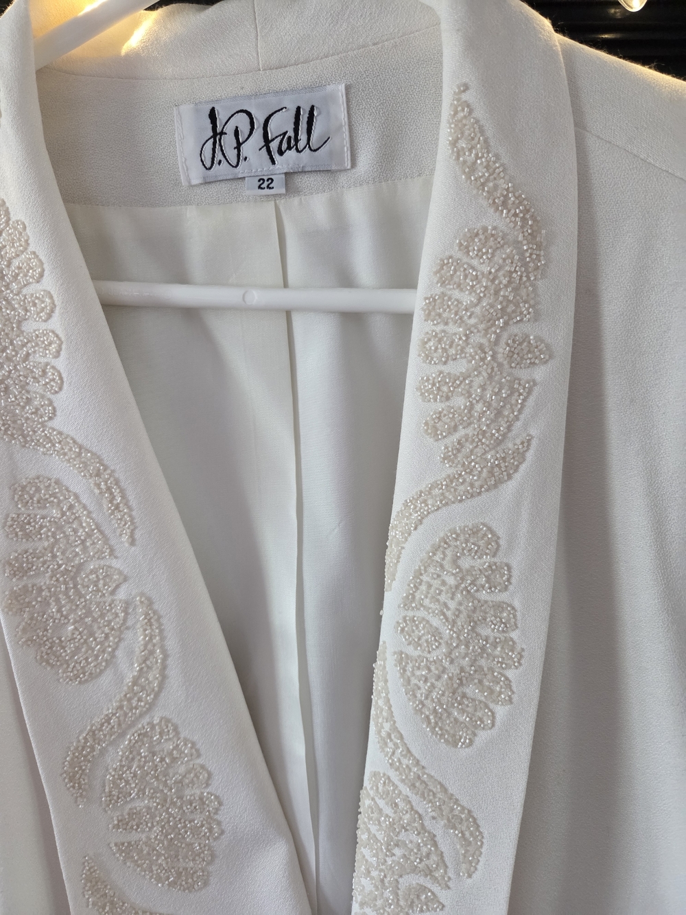 Ivory Beaded Lapel Blazer And Matching Skirt